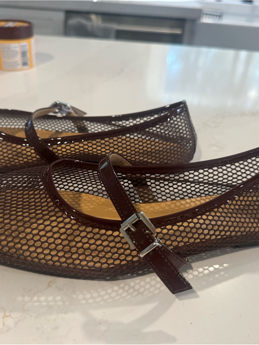 Women’s Mary Jane Mesh Flats in Dark Brown